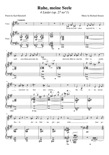 Ruhe, meine Seele (Strauss) [Medium Low Voice] (arr. Maxence Lasserre-Engberts)