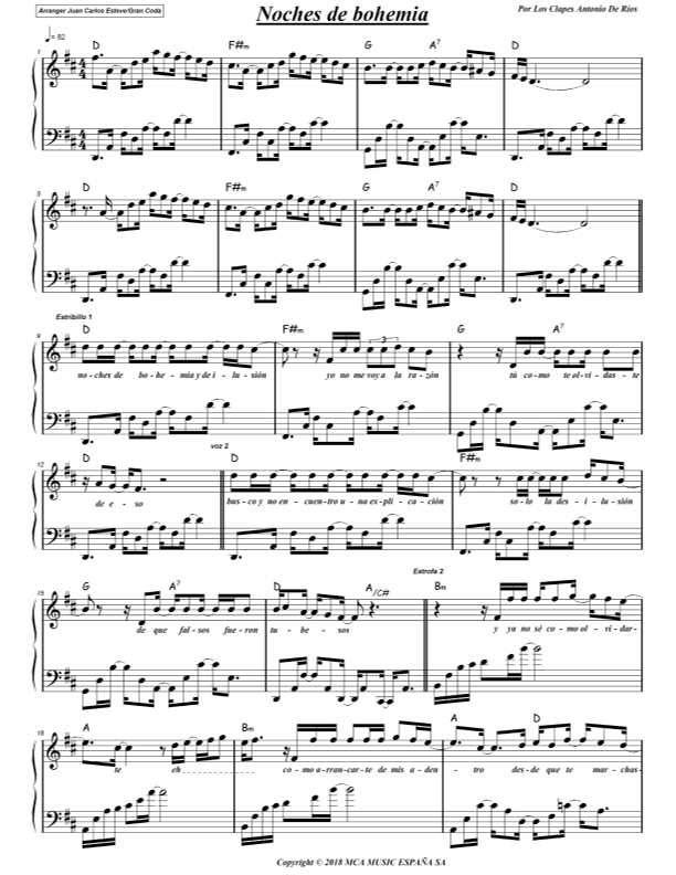 Noches De Bohemia (arr. juan carlos esteve / Gran Coda)