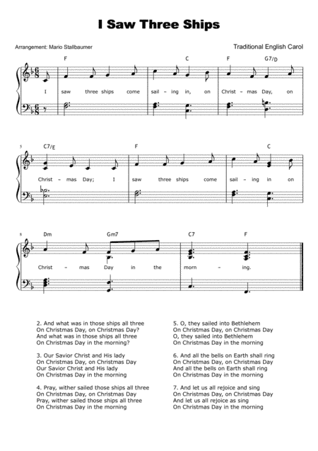I Saw Three Ships (Christmas carol) (arr. Mario Stallbaumer)