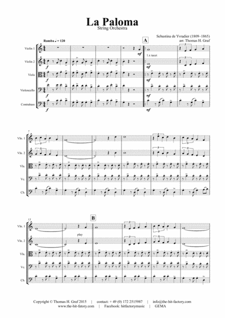 La Paloma - Spanish Habanera - String Orchestra (arr. Thomas H. Graf)