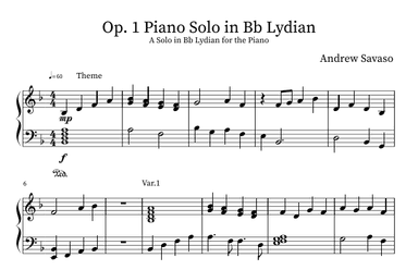Op. 1 Piano Solo in Bb Lydian