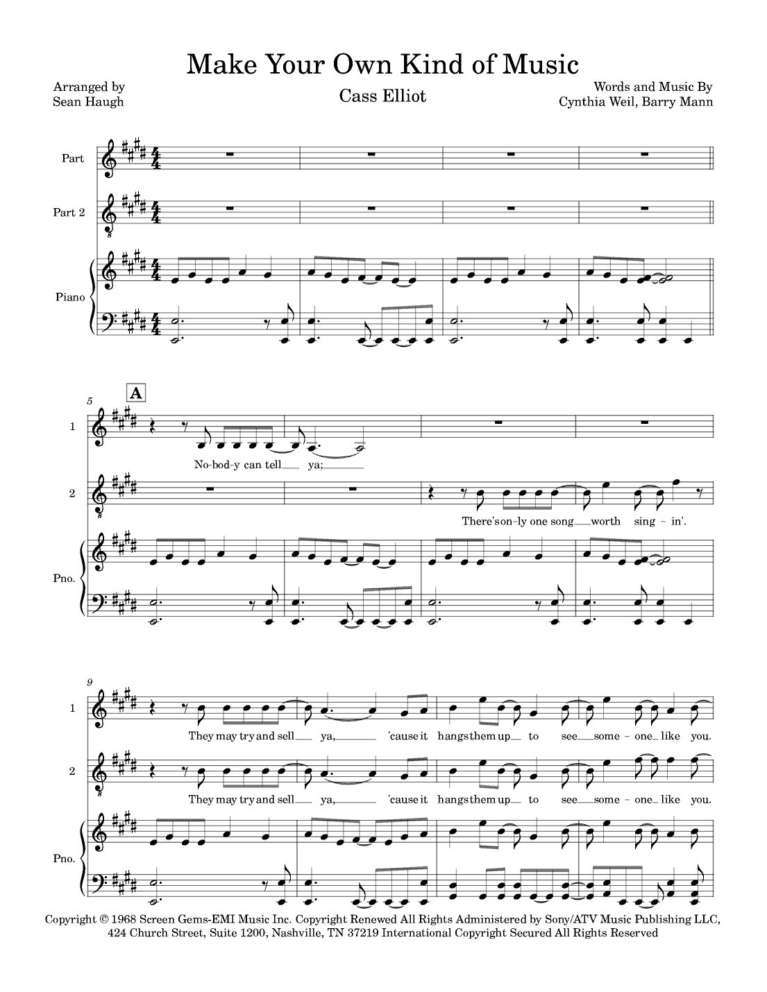 Make Your Own Kind Of Music (arr. Sean Haugh)