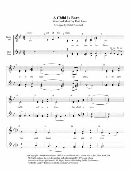 A Child Is Born (arr. Bob O'Connell)