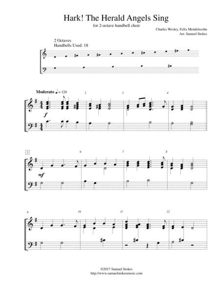 Hark! The Herald Angels Sing - for 2-octave handbell choir (arr. Samuel Stokes)