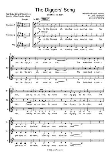 The Diggers' Song - SSA a cappella (arr. Jake Alexander)