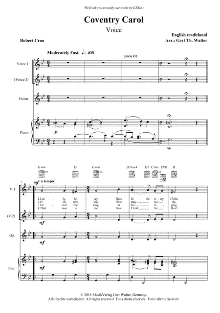 Coventry Carol (arr. Gert Th. Walter)