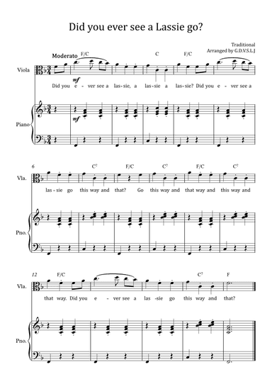 Did you ever see Lassie go? - Viola + Piano Accompaniment (arr. G.D.V.S.L.J)
