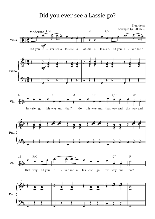 Did you ever see Lassie go? - Viola + Piano Accompaniment (arr. G.D.V.S.L.J)