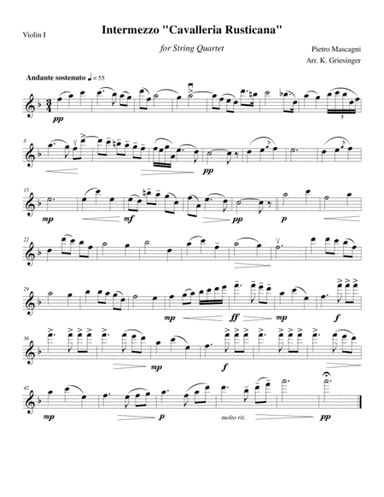 Intermezzo "Cavalleria rusticana" (Mascagni) String Quartet (arr. Kathryn Griesinger)
