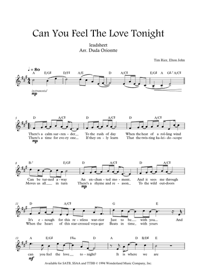 Can You Feel The Love Tonight (arr. Duda Oriontte)