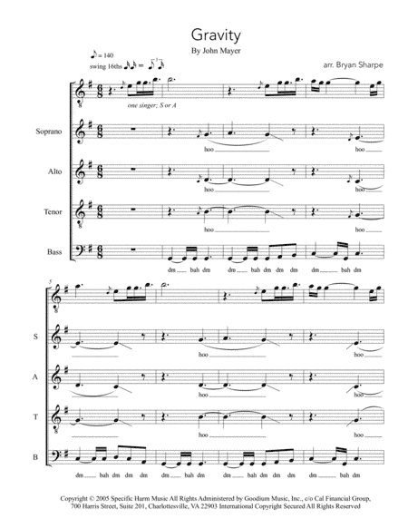 Gravity (arr. Bryan Sharpe)