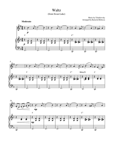 Waltz (from Swan Lake) (for trumpet in B flat solo and piano accompaniment) (arr. Kaiserin Rebecca)
