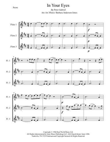 In Your Eyes - Score Only (arr. Barbara Anderson-Jones)