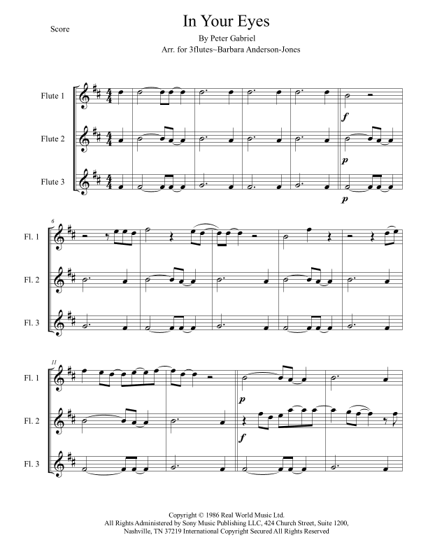 In Your Eyes - Score Only (arr. Barbara Anderson-Jones)