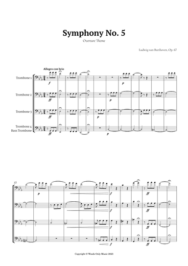 Symphony No. 5 by Beethoven for Trombone Quartet (arr. Ander)
