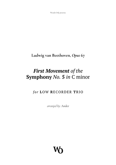 Symphony No. 5 by Beethoven for Low Recorder Trio (arr. Ander)
