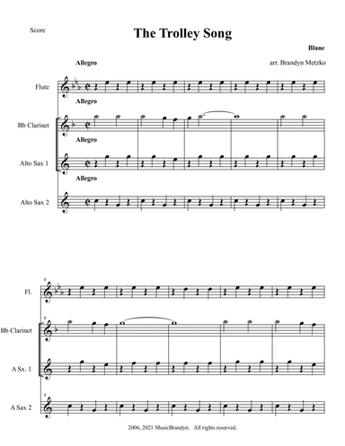 The Trolley Song (arr. Brandyn Metzko)