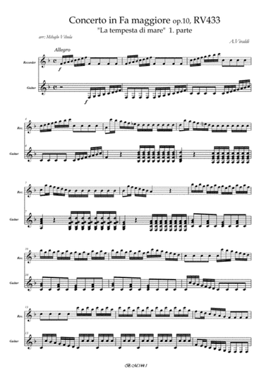 Vivaldi: "La tempesta di mare" RV433, 1.parte (arr. Mihajlo Vihula)