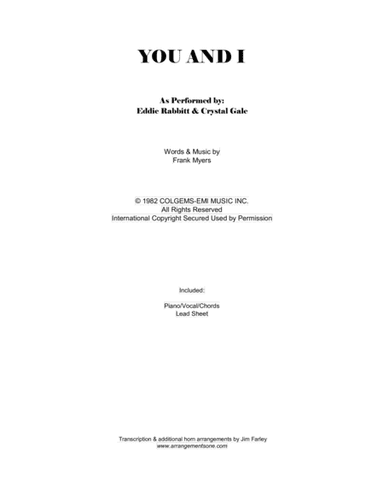 You And I (arr. Jim Farley www.arrangementsone.com)
