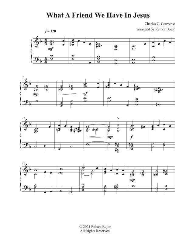 What a Friend We Have In Jesus (advanced gospel piano arrangement) (arr. Raluca Bojor)