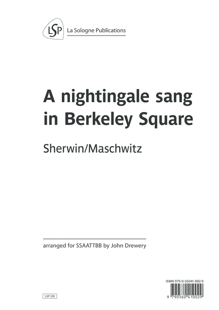 A Nightingale Sang In Berkeley Square (arr. John Drewery)