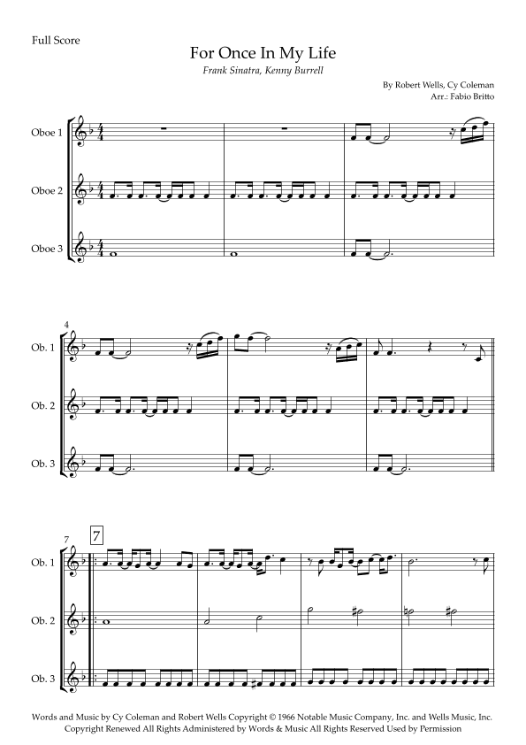 For Once In My Life (arr. Fabio Britto)