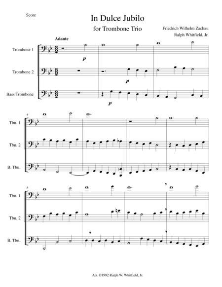 Indulce Jubilo for Trombone Trio (arr. Ralph W. Whitfield, Jr.)