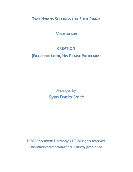 MEDITATION and CREATION (arr. Ryan Frasier Smith)