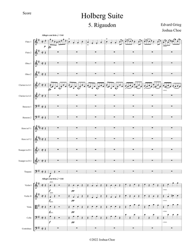 Holberg Suite: Rigaudon (arr. Joshua Choe)