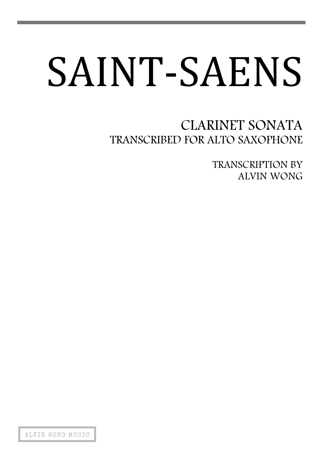 Clarinet Sonata Op.167 - Alto Saxophone (arr. Alvin Wong)