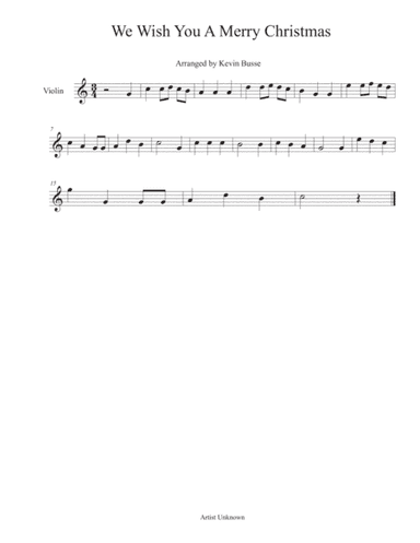 We Wish You A Merry Christmas - Violin (arr. Kevin Busse)