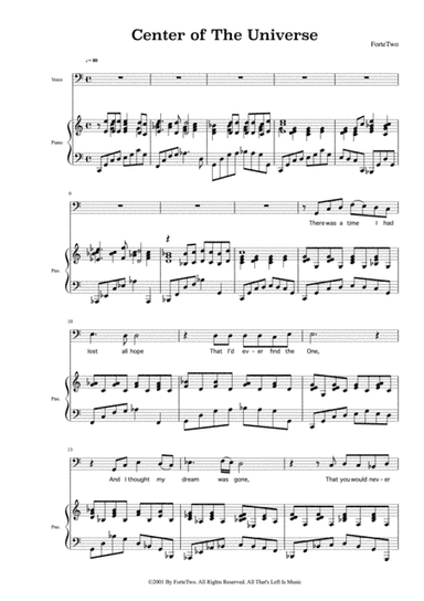 Center of the Universe, Opus 1 (for baritone voice & piano)