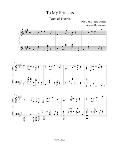 To My Princess - Tears of Themis - Encounter (Original Game Soundtrack) (arr. ainguyen)