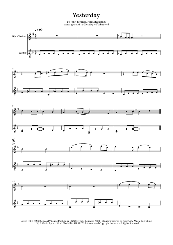 Yesterday (arr. Henrique F Mangoni)