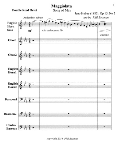 Maggiolata-Hubay-double reed octet 2 (arr. Phil Beaman)