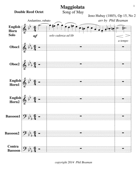 Maggiolata-Hubay-double reed octet 2 (arr. Phil Beaman)