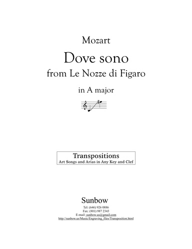 Mozart: Dove sono (transposed to A Major) (arr. Sunbow)