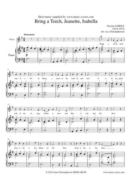 Bring a Torch, Jeanette, Isabella - Voice (arr. Anne L Christopherson GRSM ARCM)