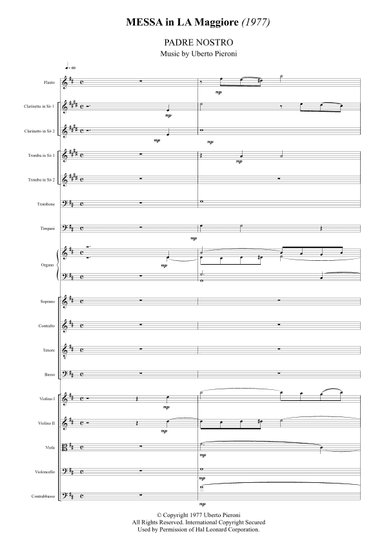 Padre Nostro dalla Messa in La Maggiore - Score Only