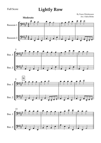 Lightly Row for Bassoon Duo (arr. Fabio Britto)