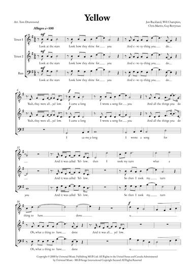 Yellow (arr. Tom Drummond)