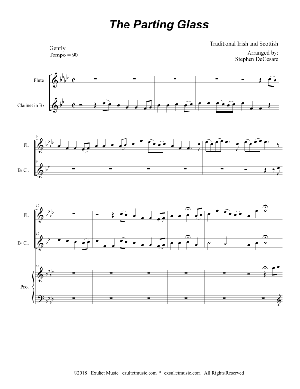 The Parting Glass (Duet for Flute and Bb-Clarinet) (arr. Stephen DeCesare)