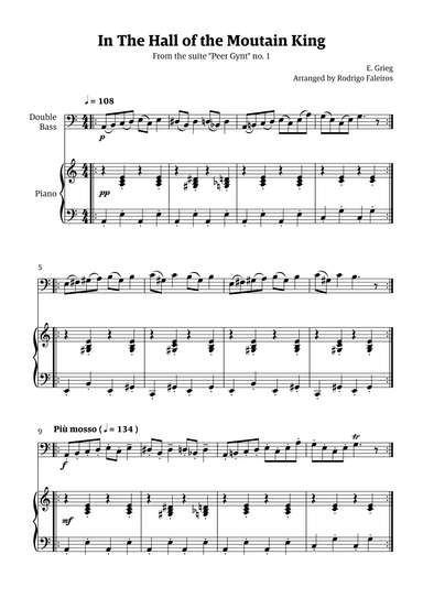 In the Hall of the Mountain King (for double bass solo w/ piano accompaniment) (arr. Rodrigo Faleiros)