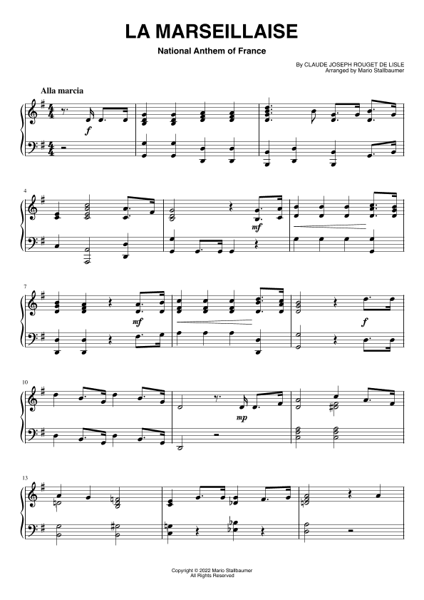 La Marseillaise (National Anthem of France) (arr. Mario Stallbaumer)