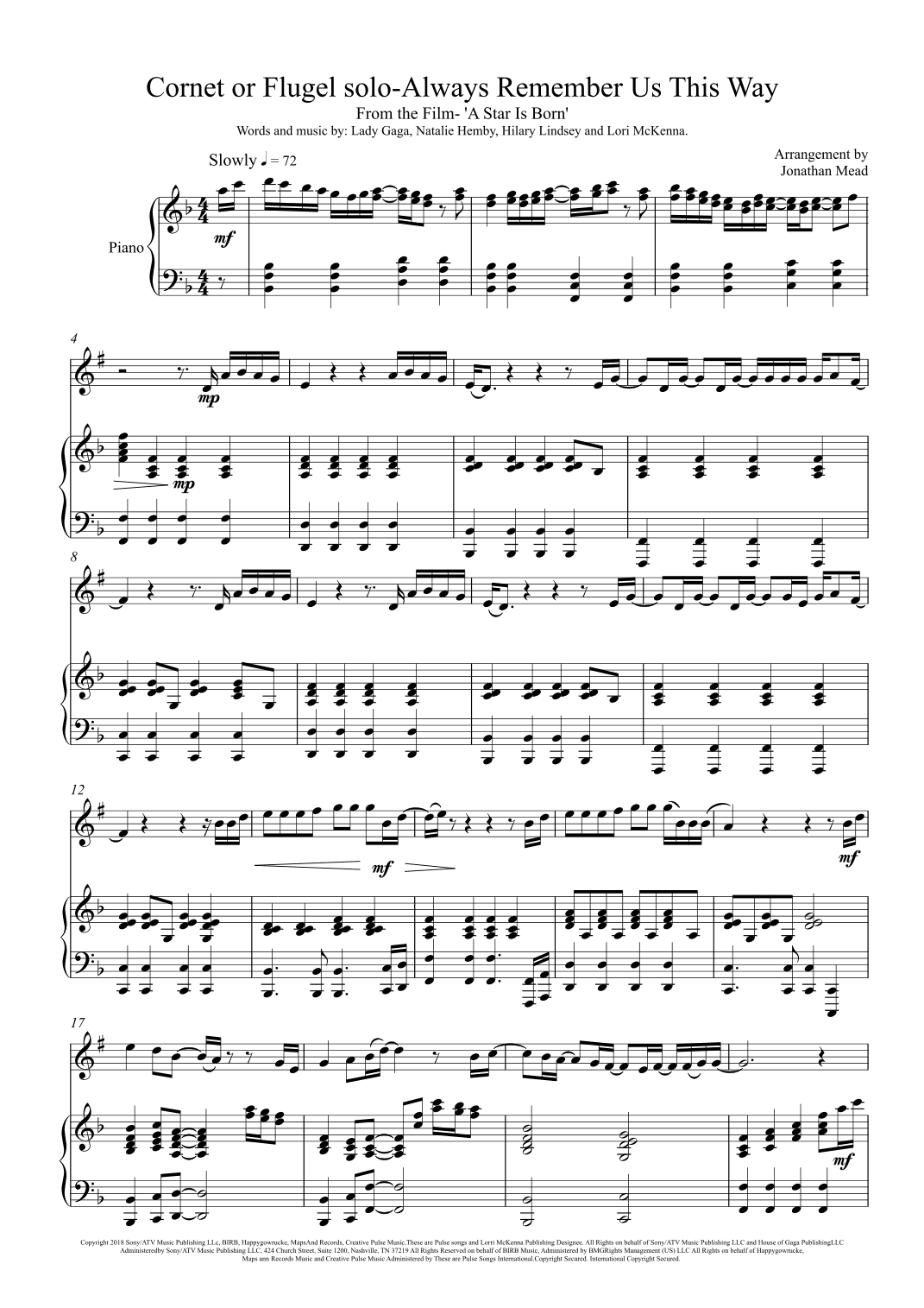 Always Remember Us This Way (arr. Jonathan Mead)