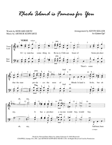 Rhode Island Is Famous For You (arr. Kevin Keller)