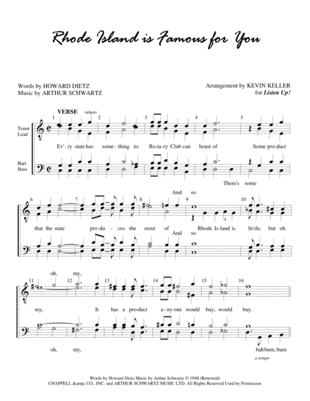 Rhode Island Is Famous For You (arr. Kevin Keller)