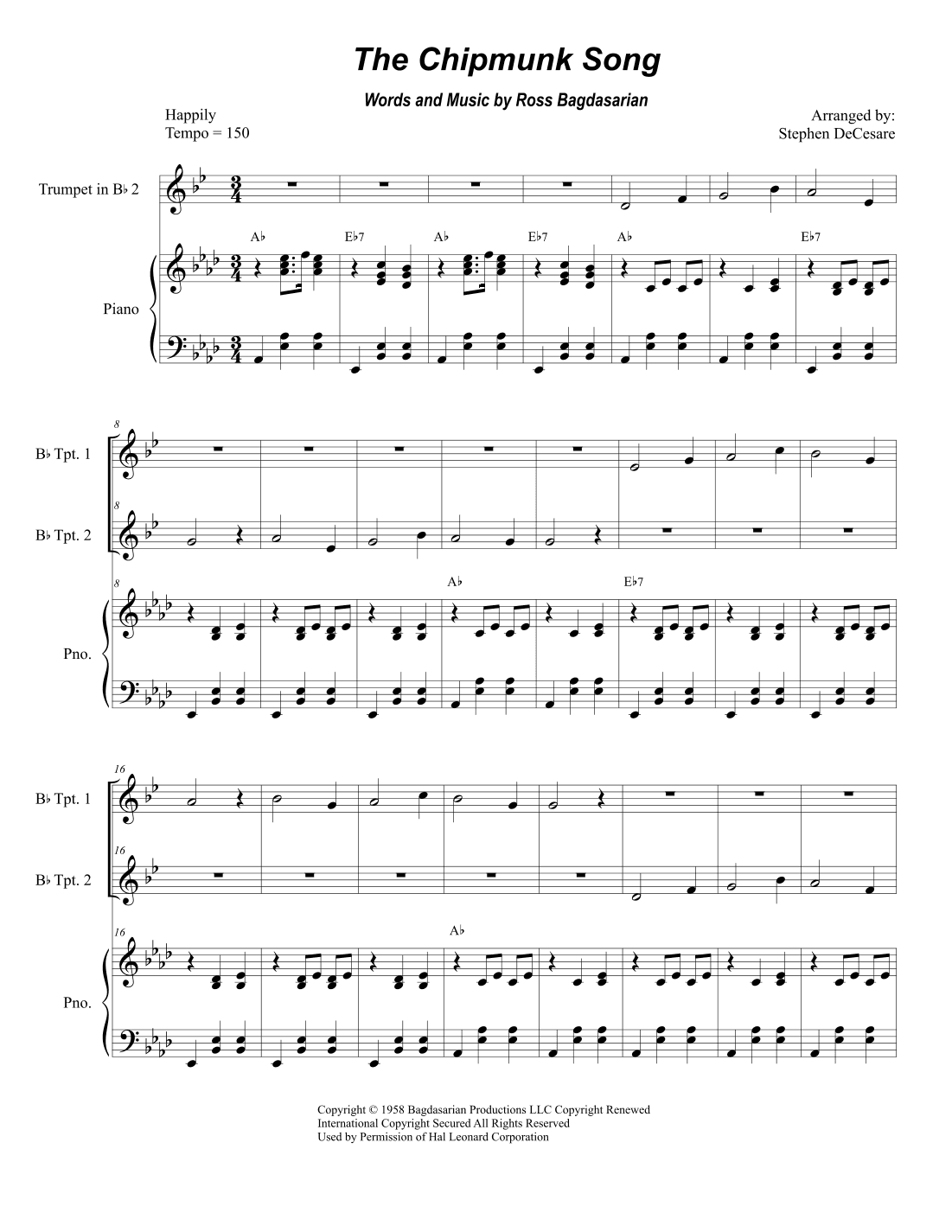 The Chipmunk Song (arr. Stephen DeCesare)