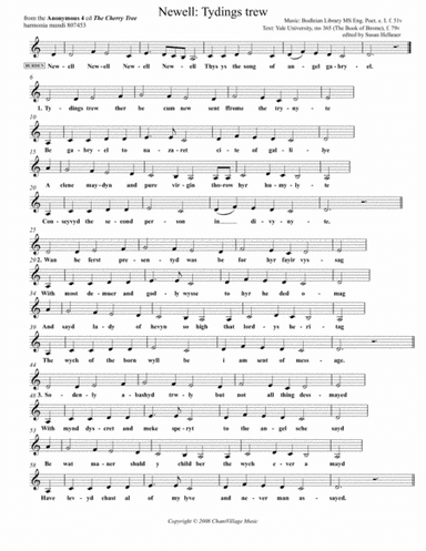 Carol: Tydings trew, from Anonymous 4: "The Cherry Tree" - Score Only (arr. Susan Hellauer)