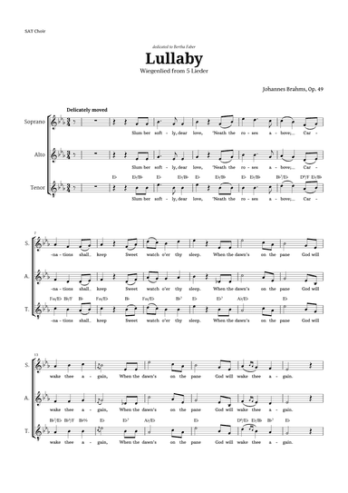 Lullaby by Brahms for SAT Choir (arr. Langanho)